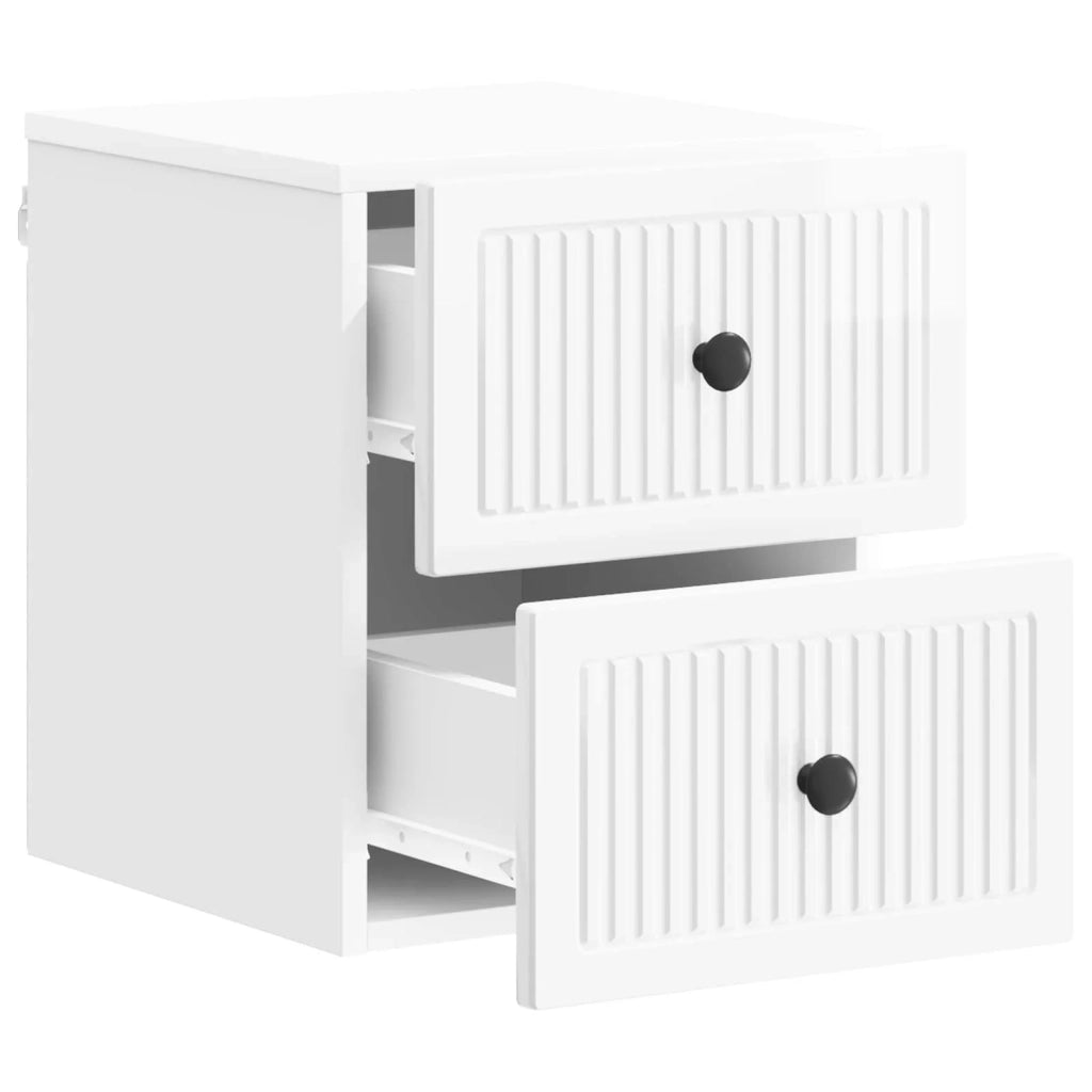 Mobiletto da notte a muro 2 pz Bianco Lucido 33 x 34,5 x 40 cm 897964