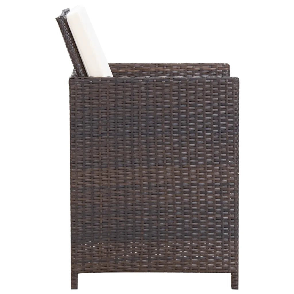 Set da Pranzo per Giardino 3 pz | Set Salotto da Giardino con Cuscini Marrone