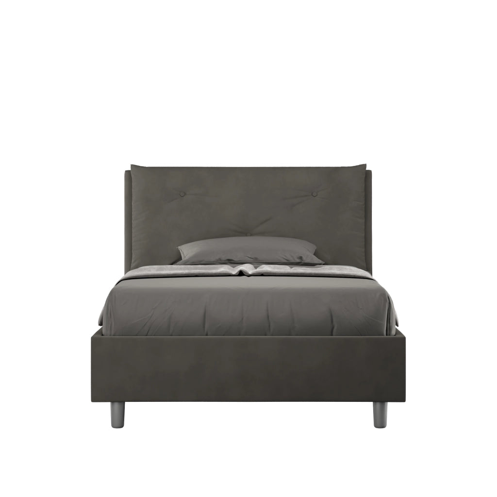 BS COM Letto una piazza e mezza con rete imbottito 120x210 microfibra grigio