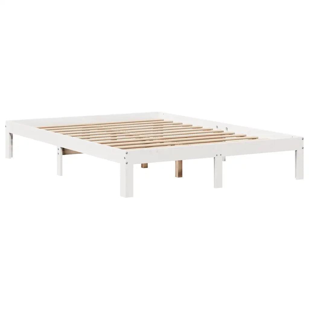 Giroletto con Cassetti Bianco 120x200 cm Legno Massello di Pino 3301947