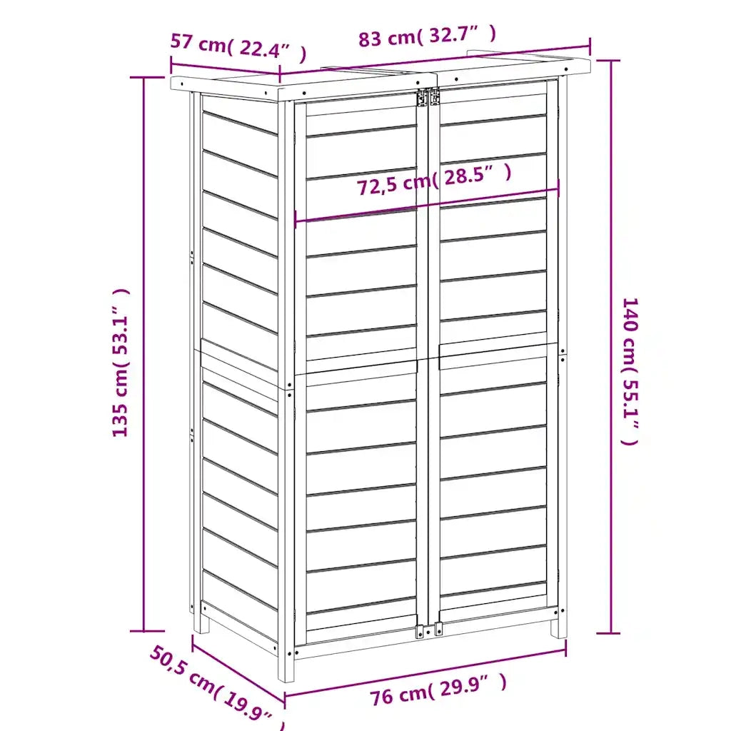 Rimessa da Giardino-Capanno da Giardino Marrone 83x57x140 cm Legno Massello di Pino