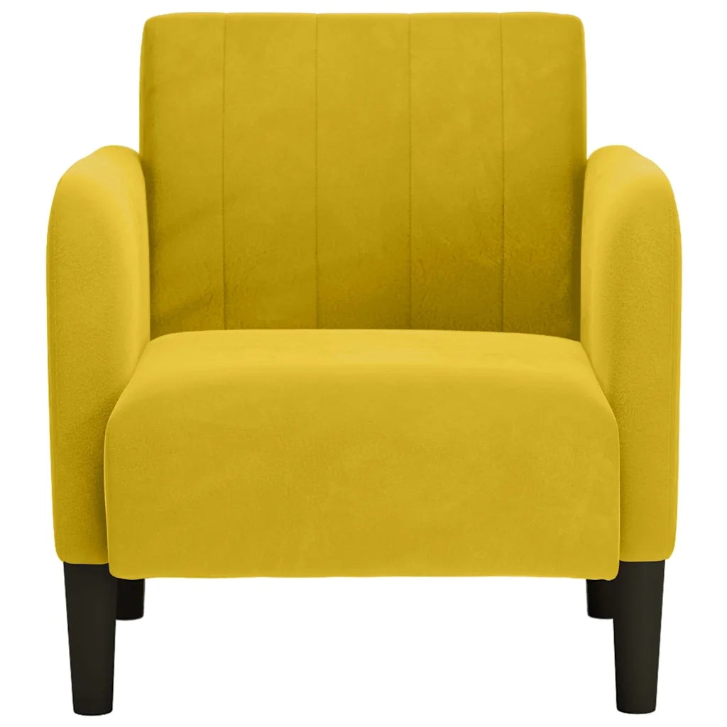 Divano Poltrona | Sedia con Braccioli Giallo 54 cm in Velluto