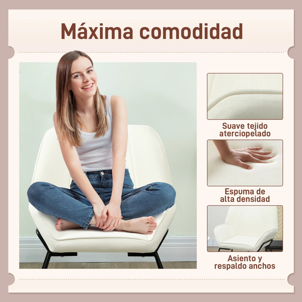 Poltrona Relax in Velluto ¨C Minimal ¨C Crema