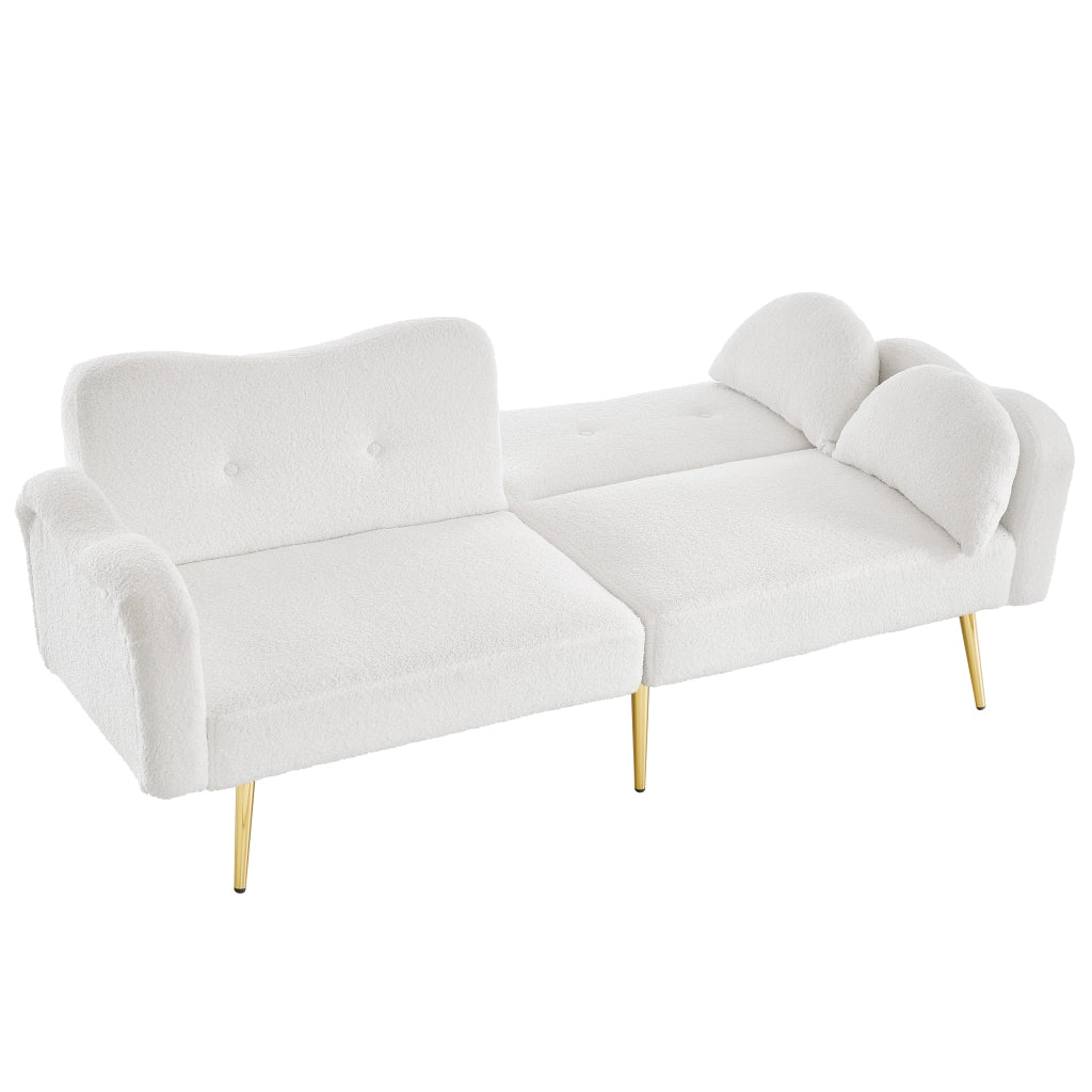 Divano letto 2 posti - Zephmum- Schienale regolabile, gambe dorate, multifunzionale