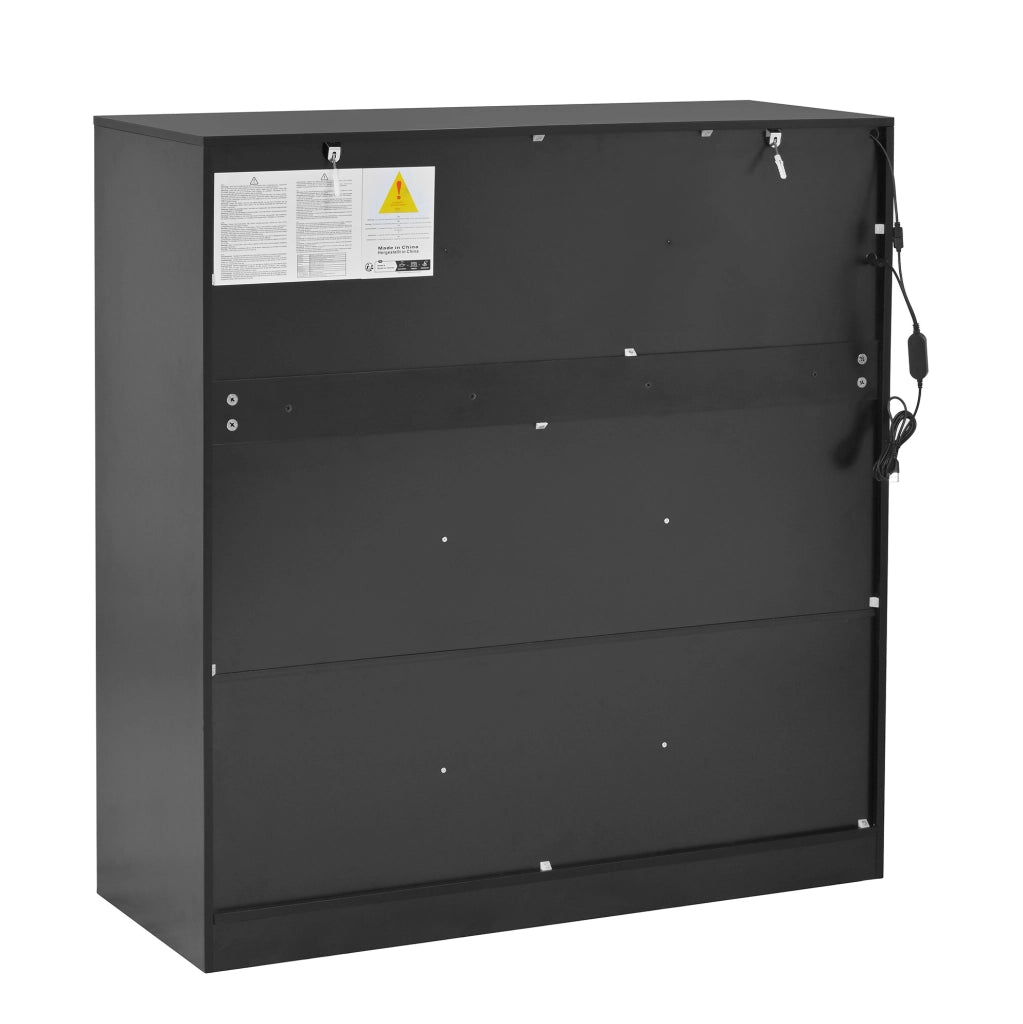 Credenza 100x40x105 cm a 6 ante con LED 24 colori in truciolare e vetro bianco e nero