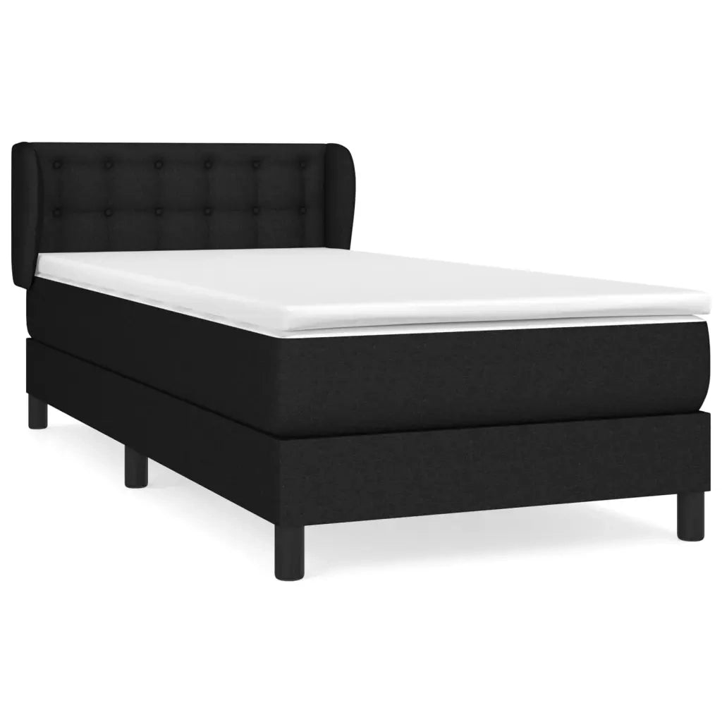 Giroletto a Molle con Materasso-Struttura Letto Nero 80x200 cm inTessuto 982794