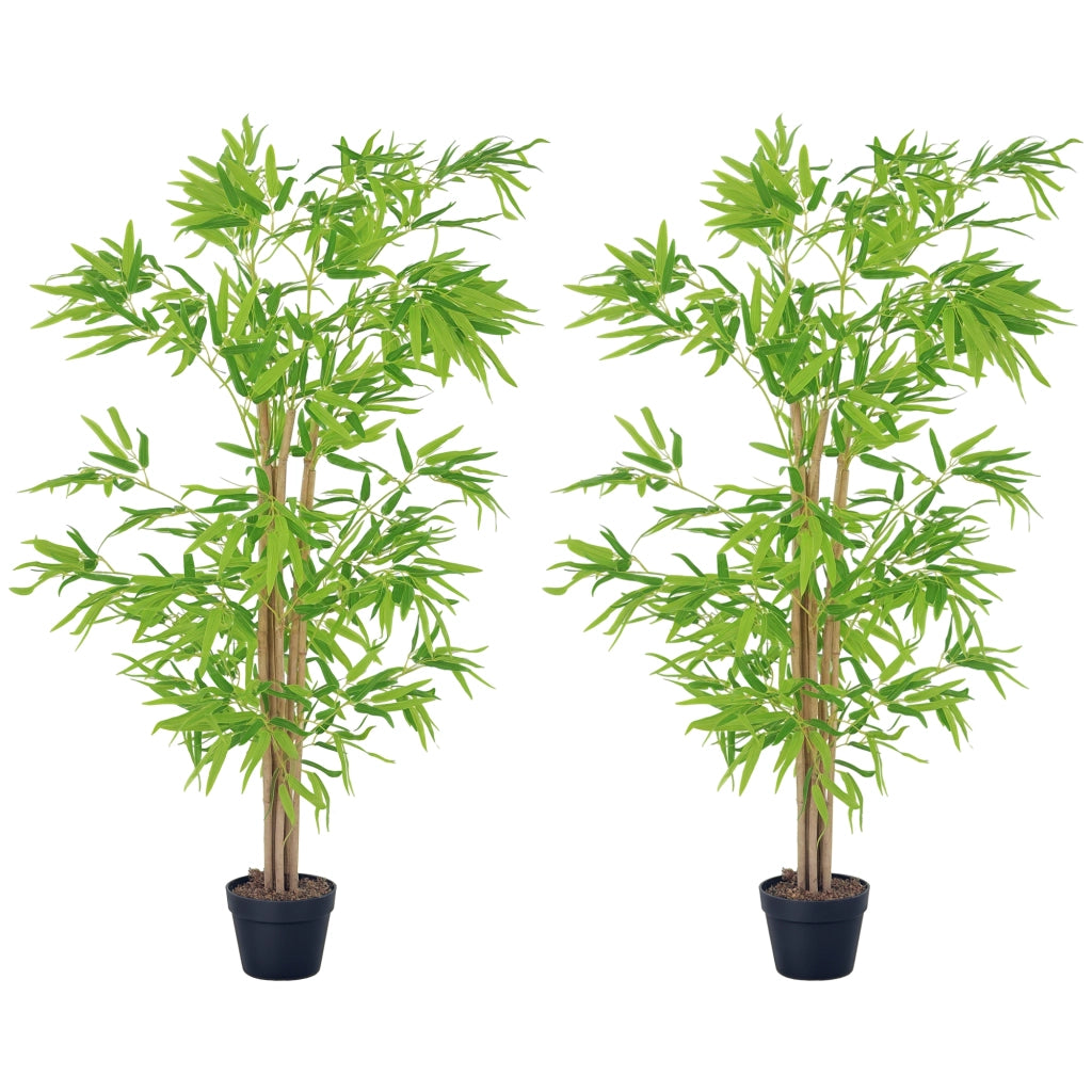 Bamb¨´ Artificiale 2 Pezzi ¨C Minimal ¨C 1.5m Verde Nero con Vaso