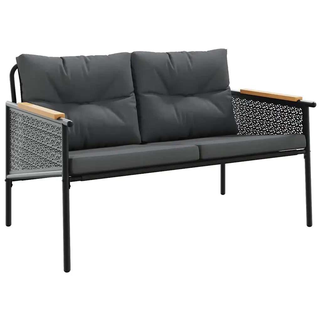 Set Mobili da Balcone 5 pz con Cuscini Nero in Acciaio