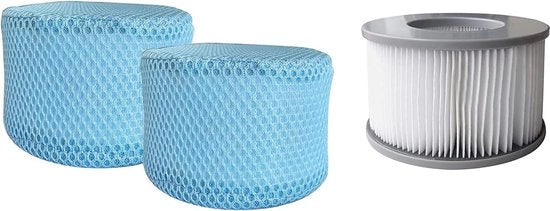 Doppio Set di Filtro a 90 Pieghe con Copertura Protettiva a Reticolo per Piscina e Bagno Termale
