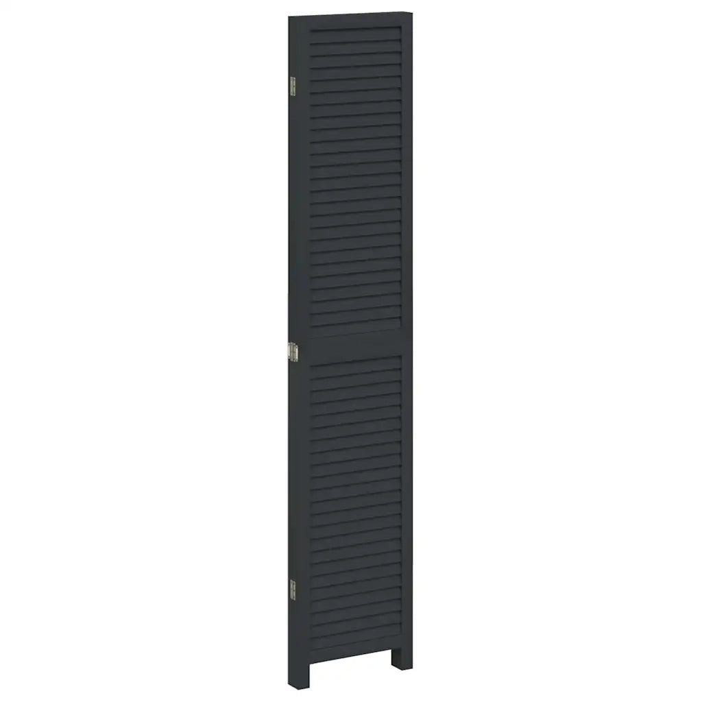 Divisorio Ambienti 4 Pannelli Nero Legno Massello di Paulownia 358851