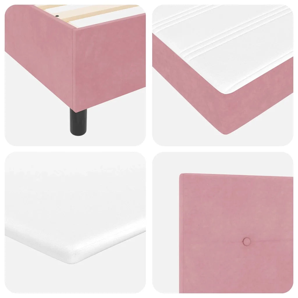 Letto a molle con materasso Rosa 90 x 200 cm Velluto 3341995
