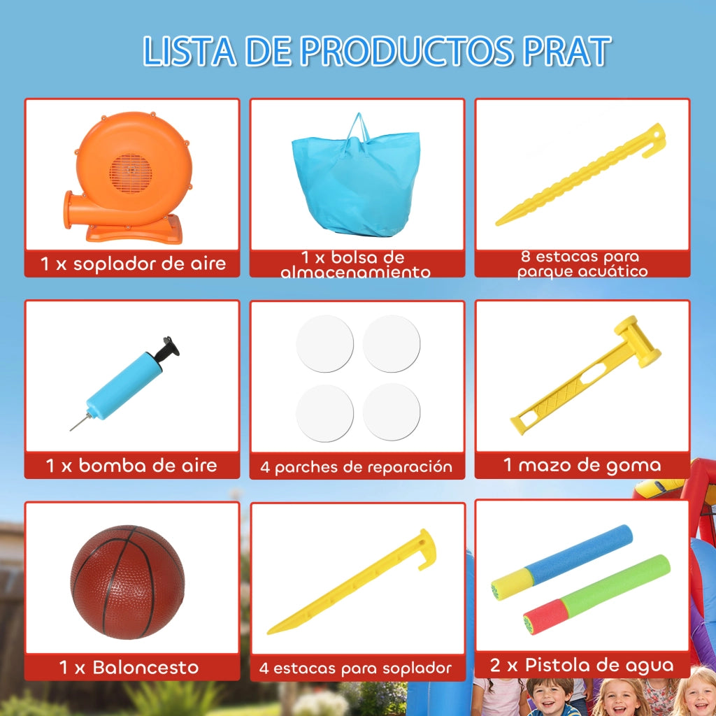 Castello Gonfiabile per Bambini con Scivolo e Canestro ¨C Zephmum ¨C Blu