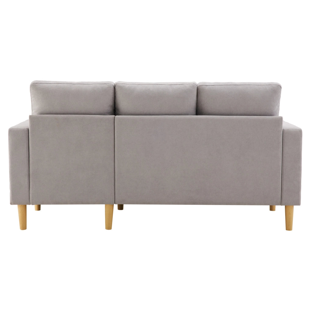 Divano angolare ULEVR 3 posti 175x129 cm con chaise longue reversibile, vano contenitore e portabevande, grigio chiaro