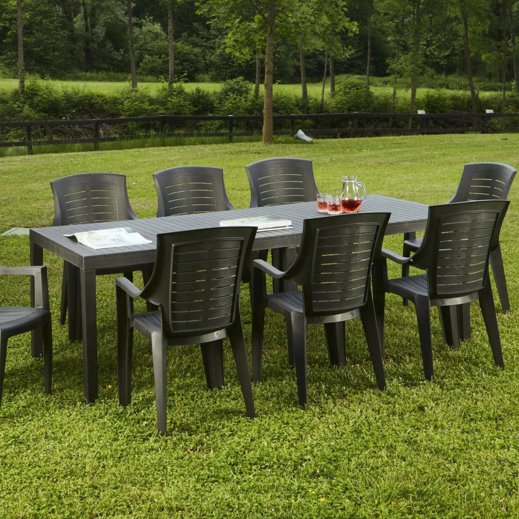 Arabesch, Tavolo da Esterno 10 Posti Made in Italy, 90x220x72h cm Nero Antracite