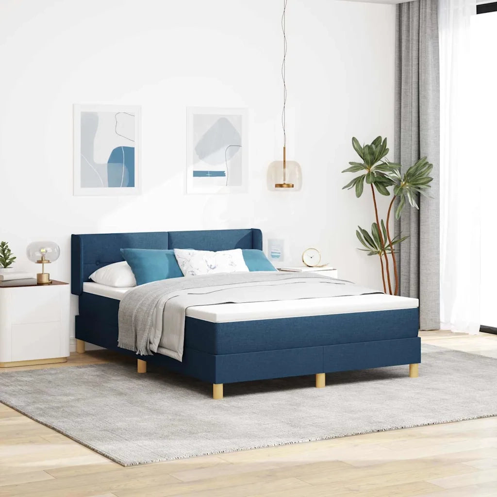 <strong>Letto a Molle< / strong> Blu 160 x 200 cm Tessuto