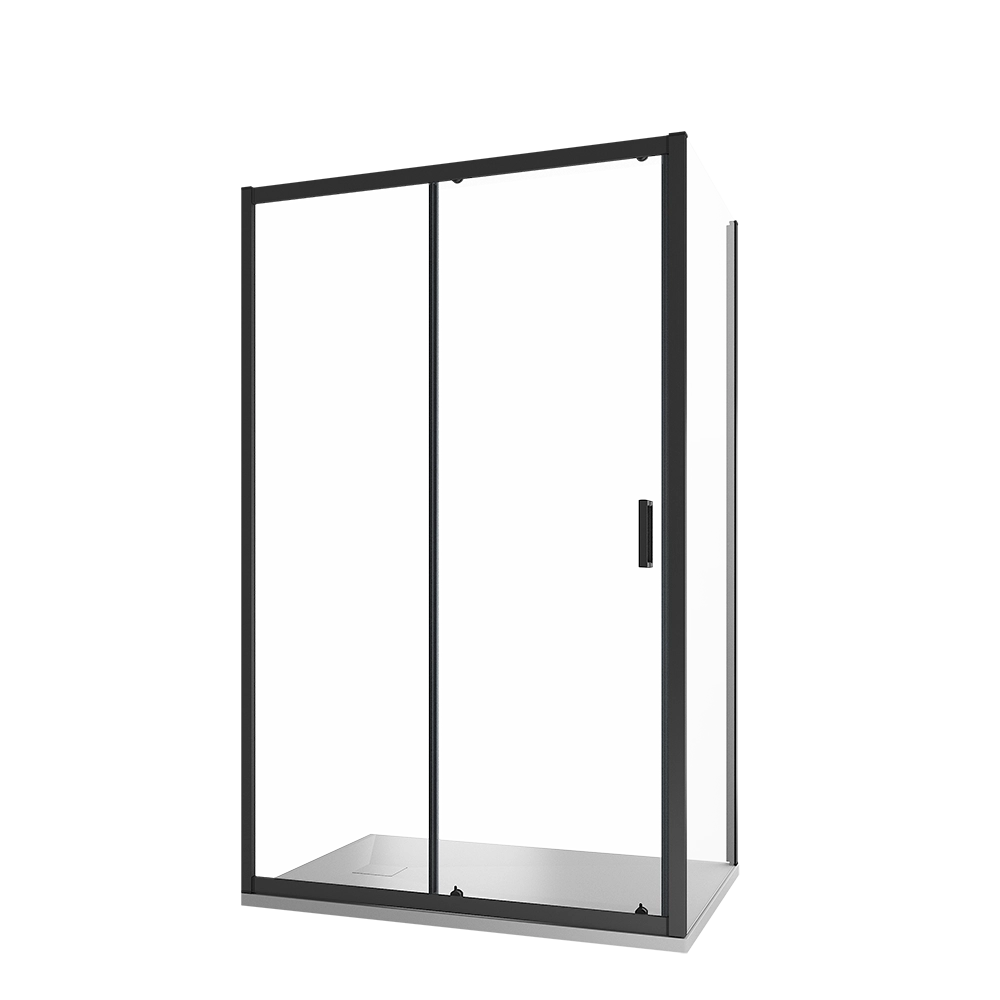 Box doccia 115x70 cm  scorrevole vetro 6mm trasparente profili nero opaco h185 | Tonga