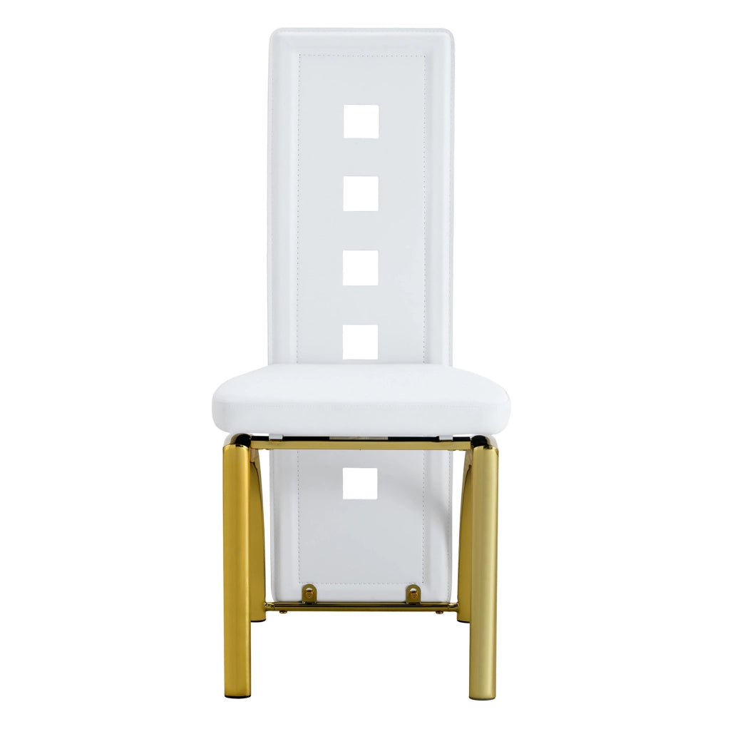 SEDIE Set da 2 pezzi con schienale traforato 102,5 cm PU bianco e metallo oro
