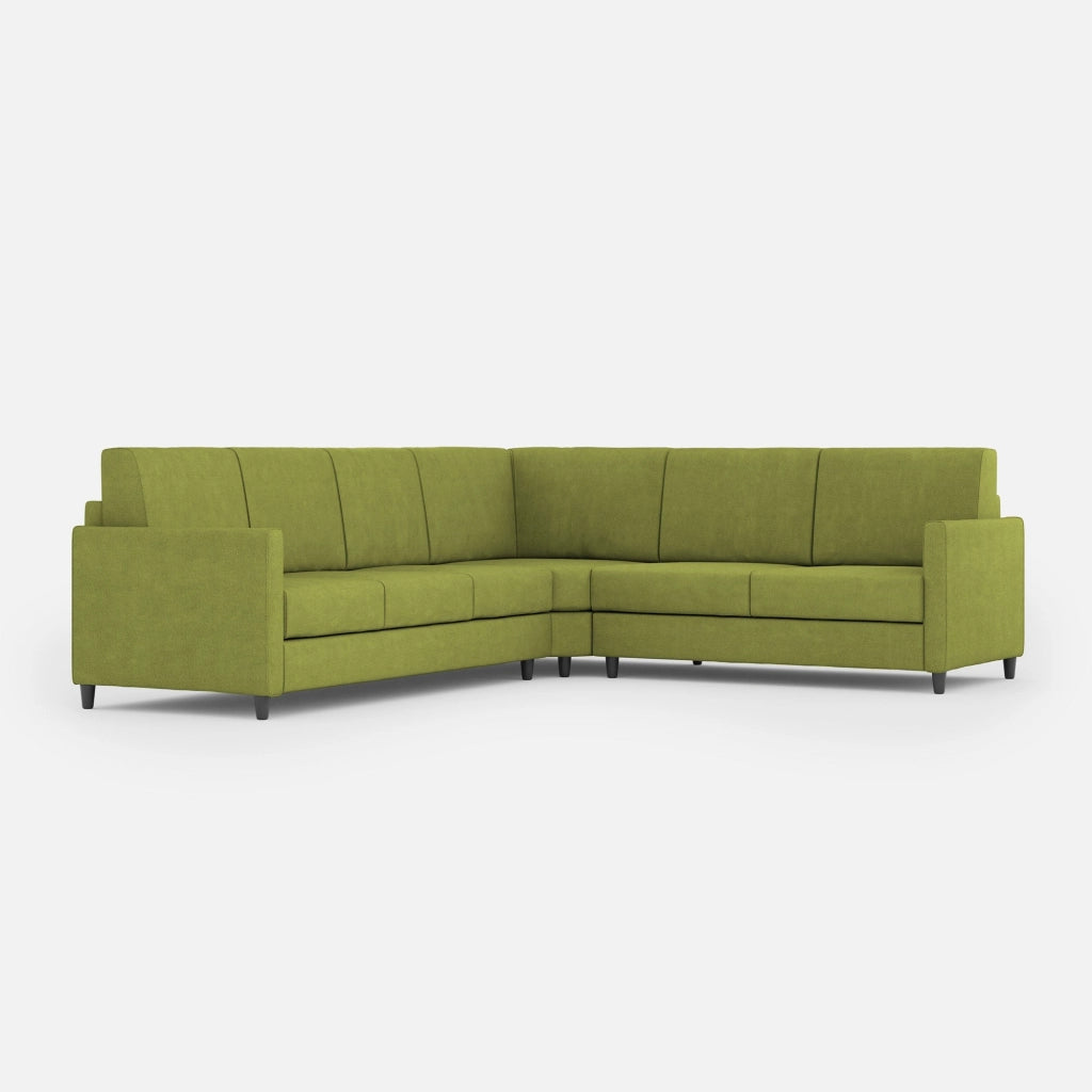 Divano Angolare 6 Posti 281x241x85 cm Karay in Tessuto Verde