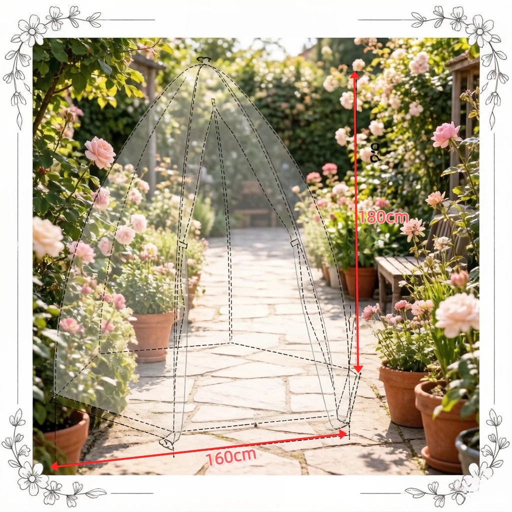 Serra da giardino con telo in PE 130 gsm e base isolante; struttura in acciaio con porta e finestra