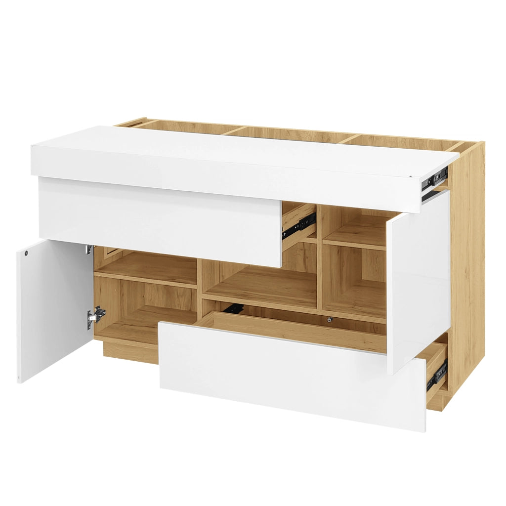 Sideboard a specchio con LED colorati - Zephmum - Con cassetti