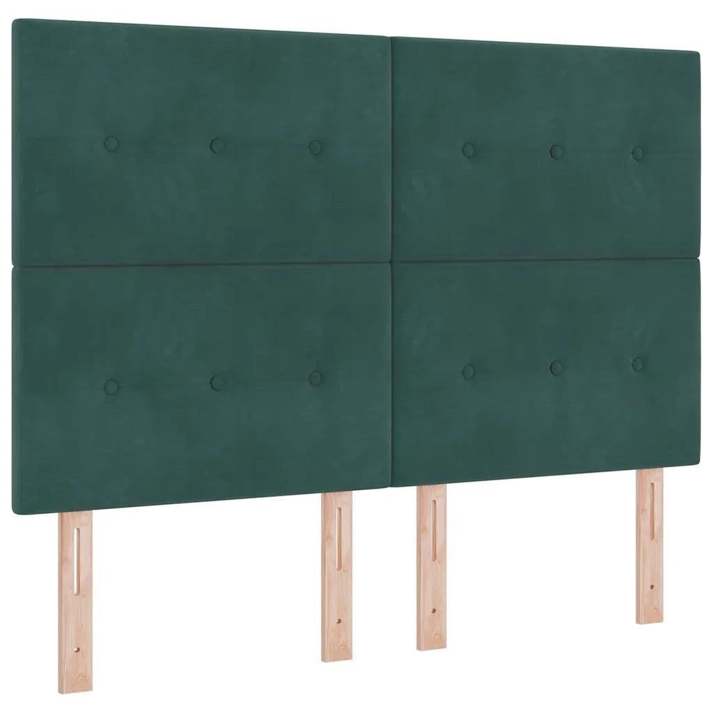 Letto a molle con testiera Verde Scuro 140 x 190 cm Velluto