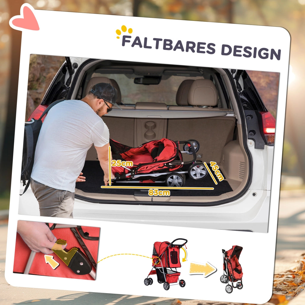 Carrello per cani pieghevole ¨C Minimal ¨C rosso