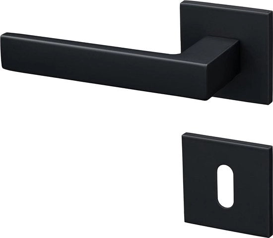 Deurgrepen per porte - rozetta quadrata sottile - insieme di fermaglio porta - nero scuro - 122 l x 52 B