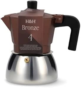 Caffettiera in Alluminio/Inox Bronze Induzione 4 Tazze Curva