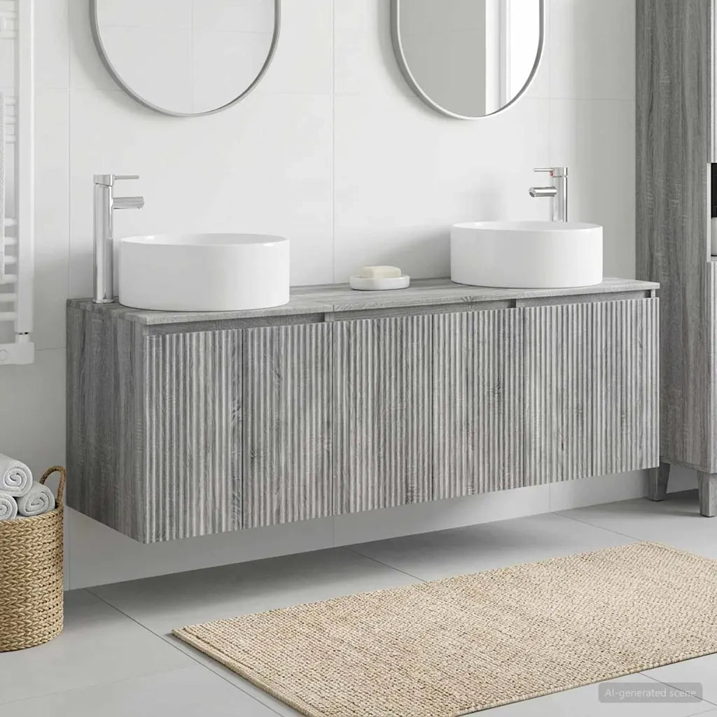 Set di Armadi da Bagno 3 pz Sonoma grigio 161,5 x 44,5 x 80 cm