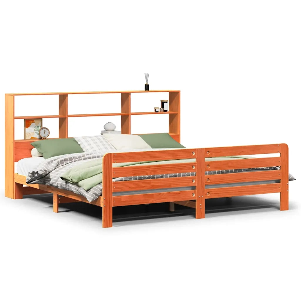 Giroletto senza Materasso Marrone Cera 200x200 cm Legno di Pino 3309937