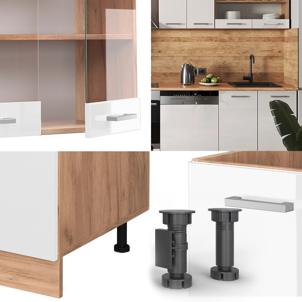 Cucina componibile R-Line Bianco lucido/Rovere dorato 300 cm, PL Rovere Vicco