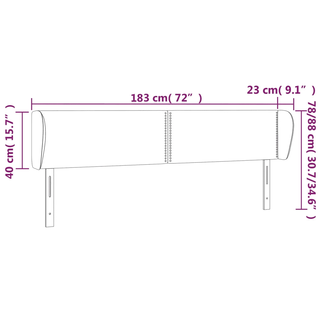 Testiera | Testata ad Orecchio Grigio Chiaro 183x23x78/88 cm in Tessuto