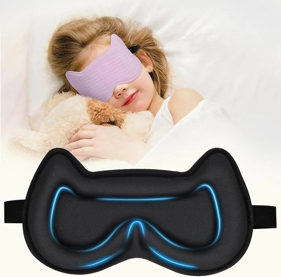 Slaapmasker per bambini - Occhiali per bambini - Migliora il sonno - Progetto 3D senza pressione - 19,99 x 9,91 cm - Blu