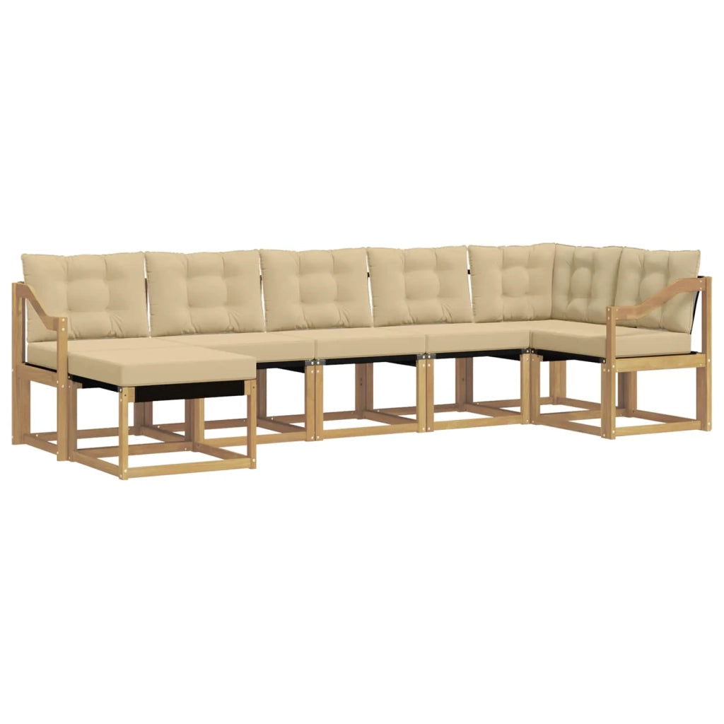 Set di divani da esterno con cuscino 7 pcs Bianco e Beige 3389703