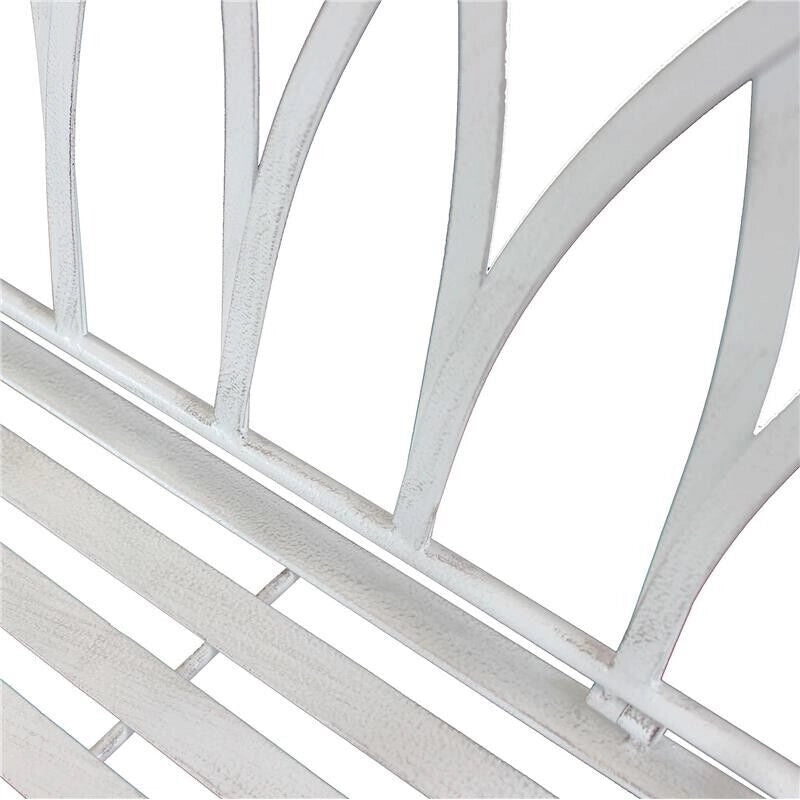 PANCA ANNETTE IN ACCIAIO VERNICIATO A POLVERE BIANCO ANTICO 128 X 40 X H93 CM