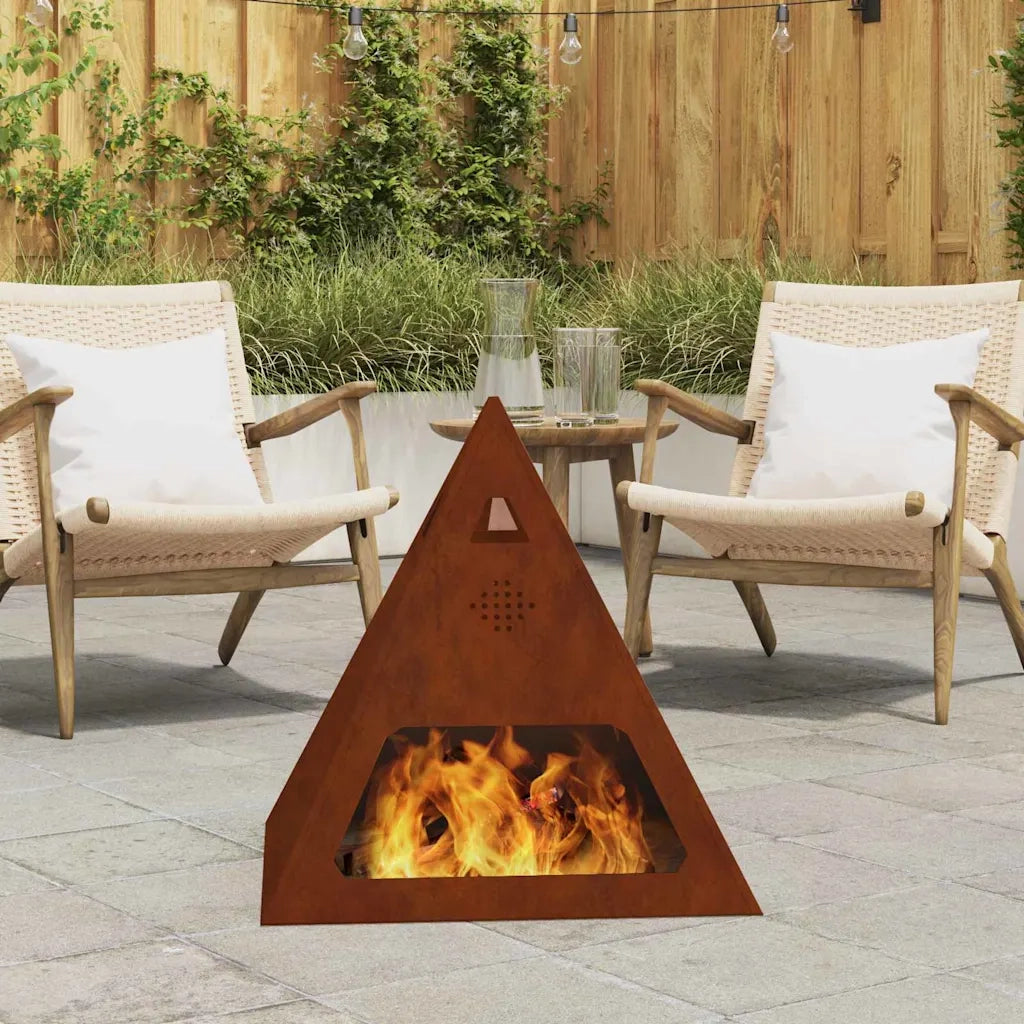Focolare-Stufa-Camino Marrone 50 x 50 x 51 cm acciaio corten