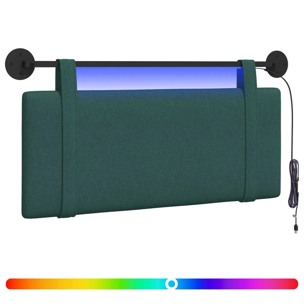 Testiera | Testata sospesa Con luce LED Verde Scuro Tessuto