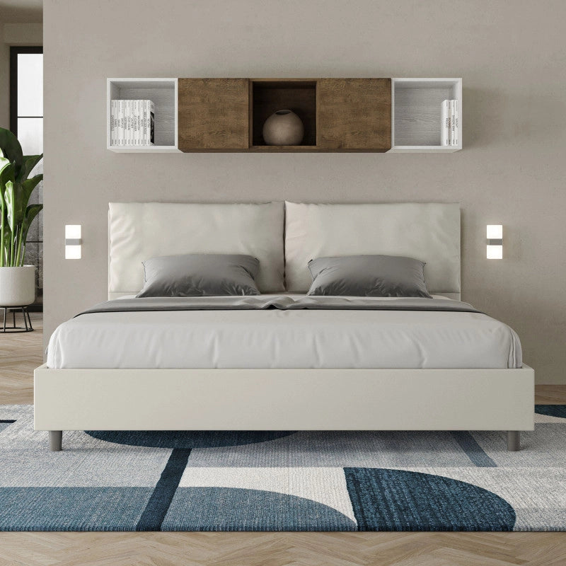 Letto imbottito Matrimoniale 200x200 cm Large - Bianco,Similpelle,Senza rete