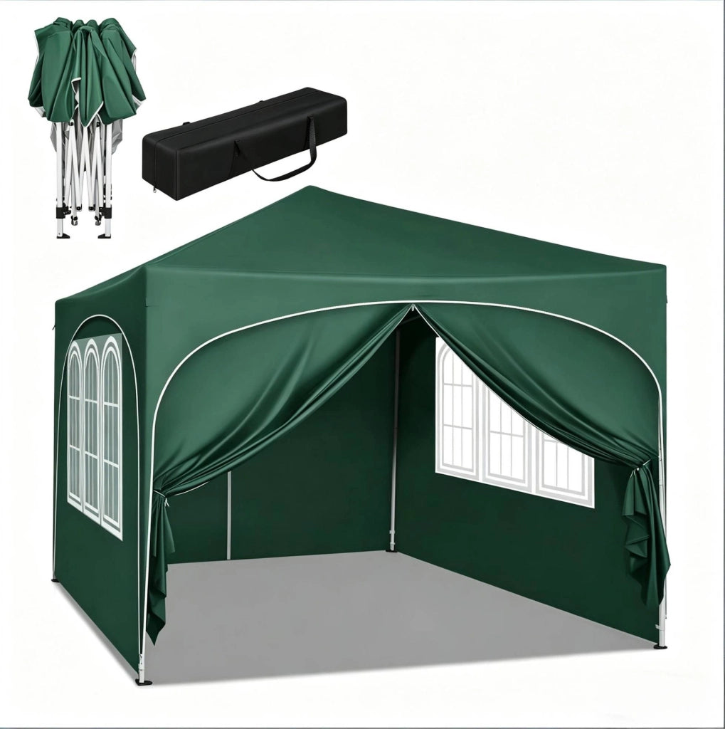 Gazebo da giardino 3x3m in tessuto Oxford 210D con struttura in metallo e custodia verde