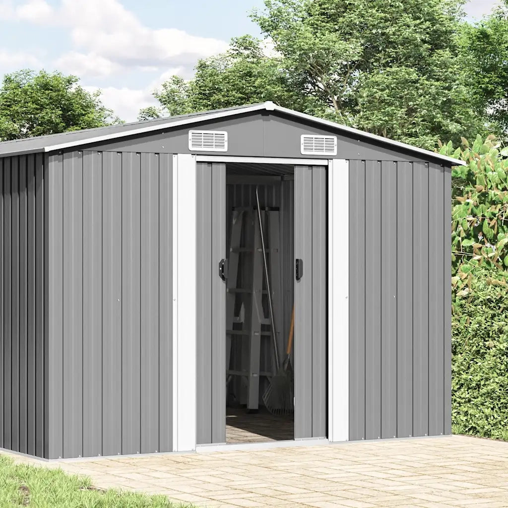 Casetta da Giardino 257x392x181 cm in Metallo Grigio 143345