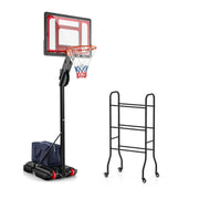 Canestro regolabile e porta palloni da basket a 3 livelli supporto, Porta da pallacanestro portatile e porta struttura metallica