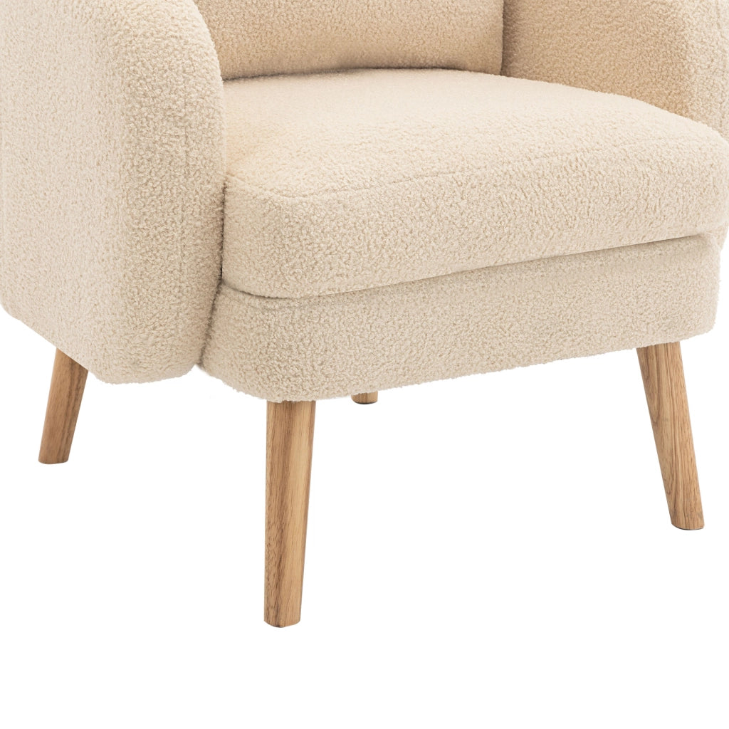 Poltrona singola 71x72x71 cm con cuscino in tessuto teddy beige