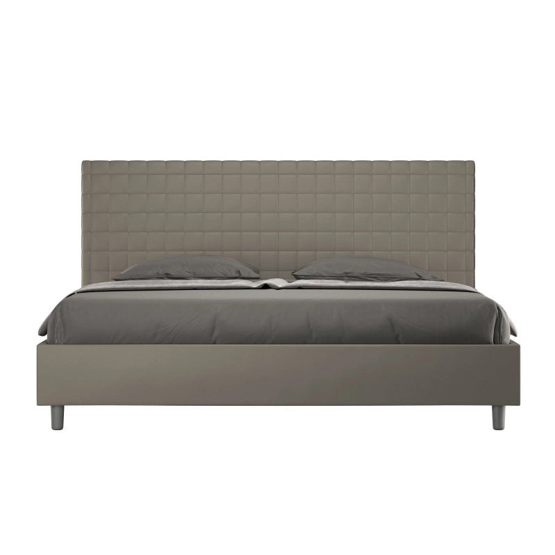 Letto imbottito Matrimoniale 190x190 cm Sunny - Similpelle,Cappuccino,Con rete