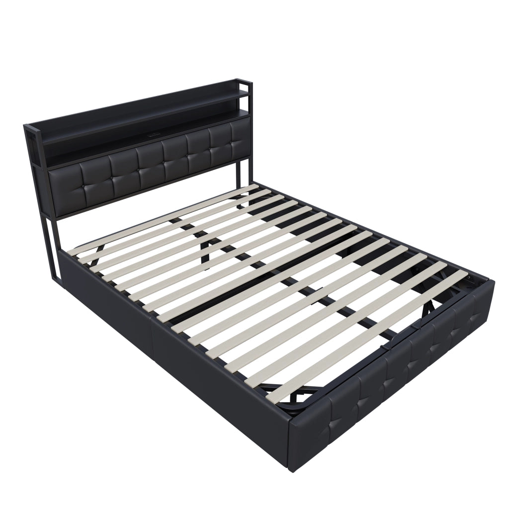 letto in ecopelle nero 160 x 200 cm