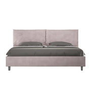 BS COM Letto matrimoniale king size con rete imbottito 200x210 microfibra glicine