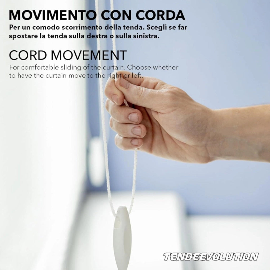 Binario Scorritenda Lineare da Soffitto in Alluminio Bianco con Movimento a Corda Apertura Centrale - Riloga Bastone per Tenda 280cm