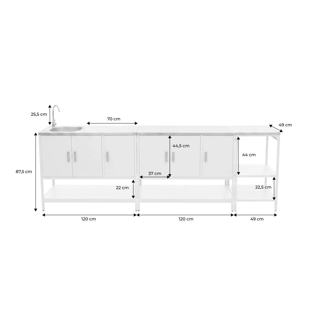 Modulo cucina da esterno in acciaio inossidabile, 3 moduli, verde