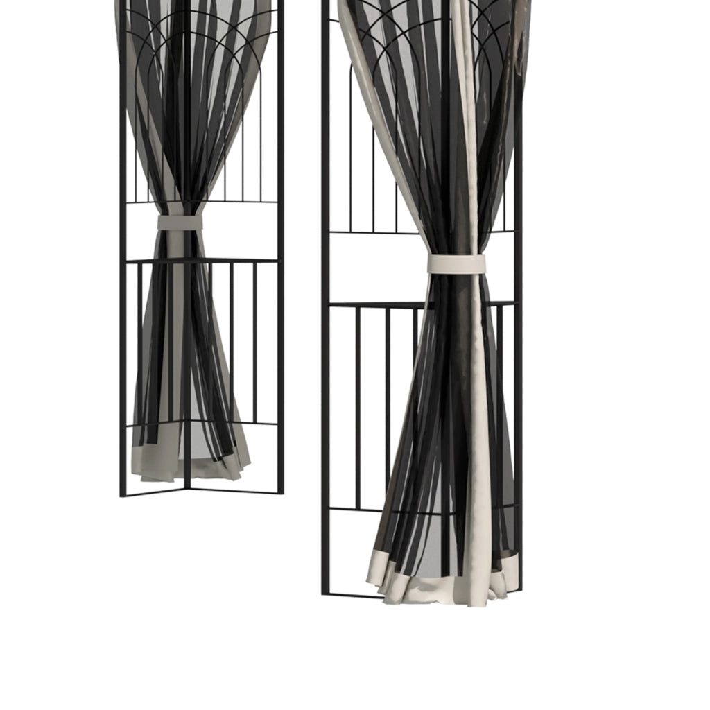 Gazebo da giardino con doppio tetto e 4 pareti in rete removibili struttura in metallo beige 2.99 × 2.99 × 2.74 m