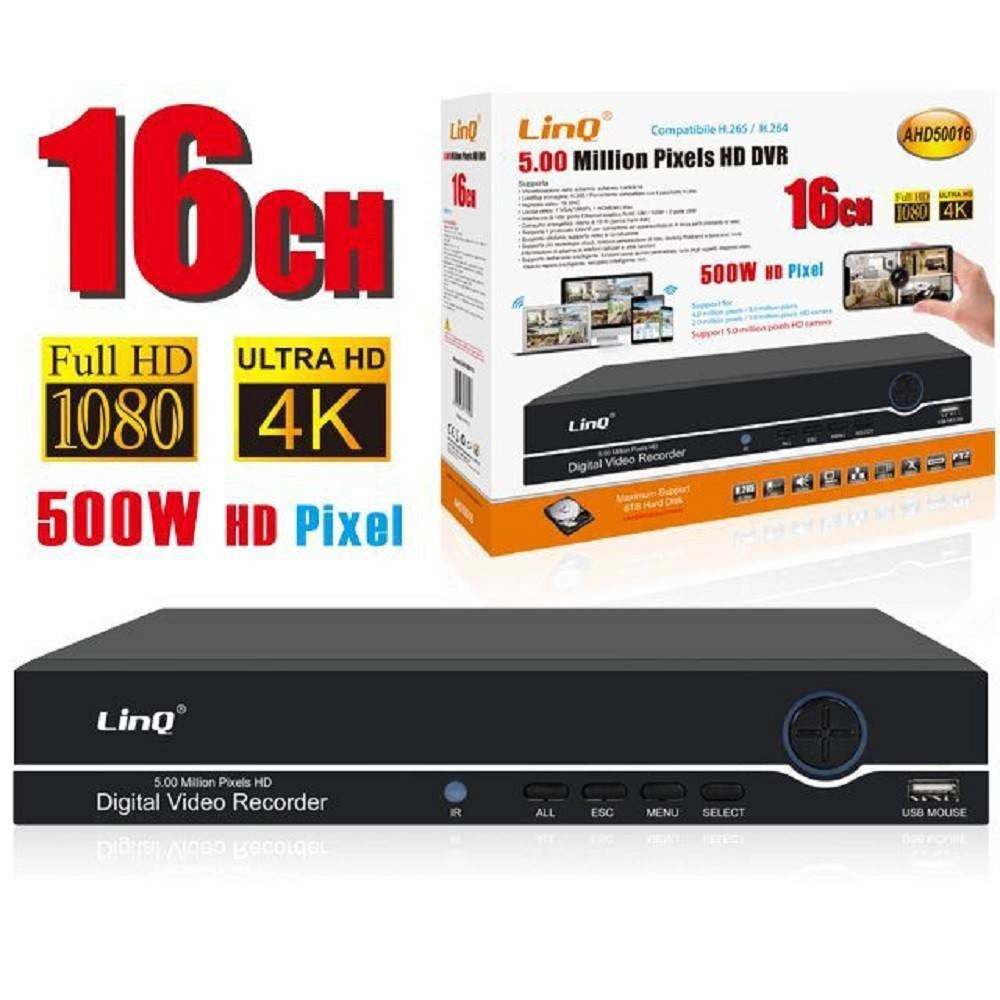 Trade Shop - Dvr Digital Video Recorder 16 Canali 5mpx Ahd Full Hd 1080p 4k 500w Ahd50016 -