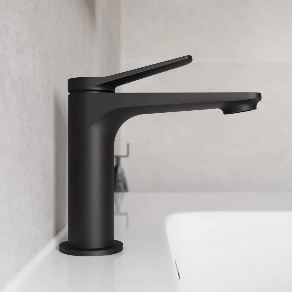 Set miscelatori: lavabo bidet senza scarico e incasso doccia monocomando nero opaco | Anne